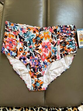 NWT Anne Cole Floral High-Waist Swim Bottoms L